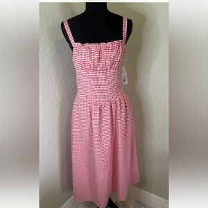 Wild Fable Women's Milkmaid Midi A-Line Dress - Red Gingham S